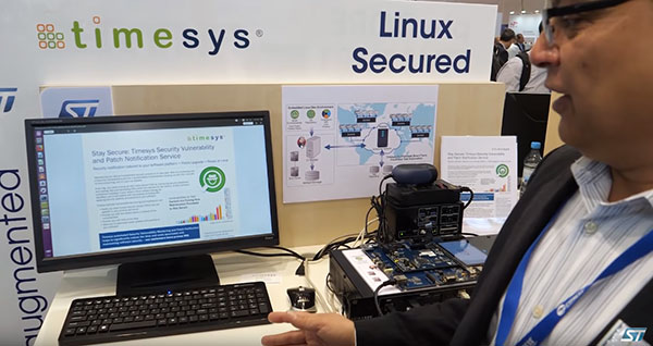 Timesys CEO Atul Bansal giving vulnerability scanner and patch notifier demo at Embedded World 2019