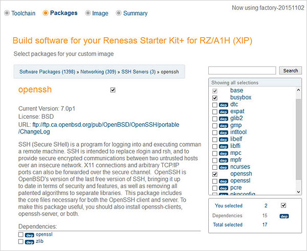 choose software packages from Timesys repository