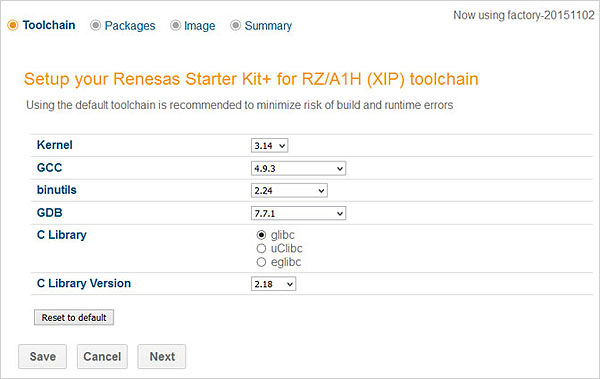 select a toolchain