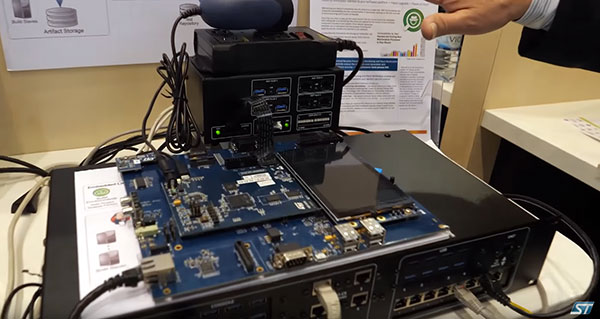 Timesys CEO Atul Bansal giving On Premises Board Farm Cloud demo at Embedded World 2019